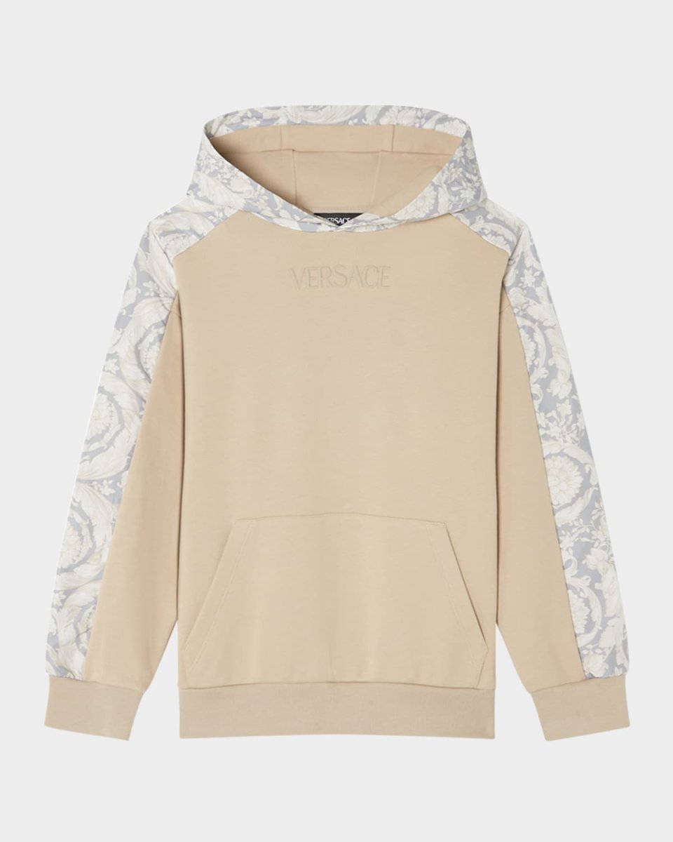 Boy's Logo-Print Hoodie W/ Barocco-Trim, Size 8-14